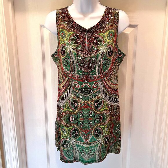 INC International Concepts-Women's Beaded Crystal Sleeveless Tunic Lined XL Top - Picture 6 of 16